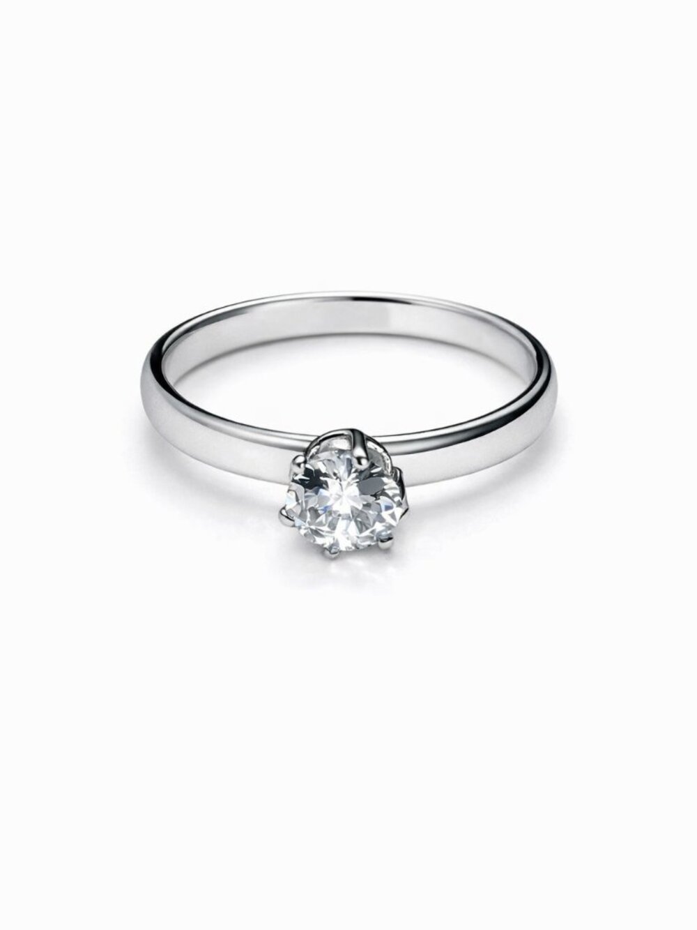 NWT Gorgeous  Minimalist Solitaire Ring Smooth Band Round Cut Stone size 9
